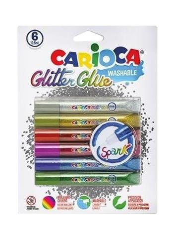Carioca 6 Glue Glitter on Card 42110