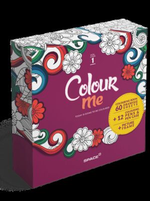 Colour Me Vol 1 Colouring Book Set 60 Drawing Sheets + 12 Colouring Pen in Pen Case + Picture Frame (CW-6001-6)