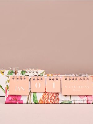 White Floral Desk Calendar