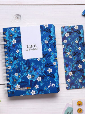 Blue Flowers Wired Notebook