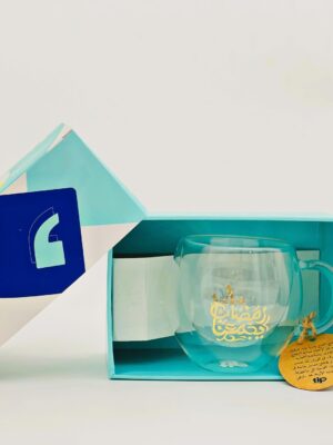 Ramadan Yegmana Cup Double glass with Coaster, Gift Card