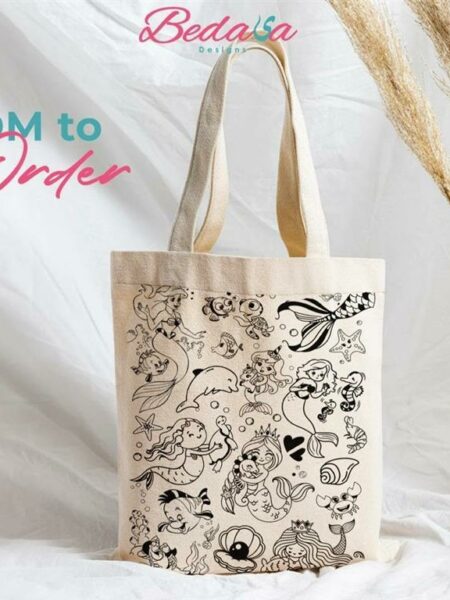 Mermaid Washable Coloring Tote Bag