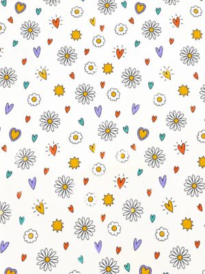 Flowers and Hearts Wrapping Paper 50*70