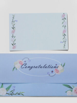 Congratulations Blue floral Envelope with matching Card