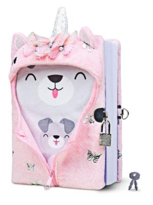 Diary: Plush Hoodie Unicorn Puppy