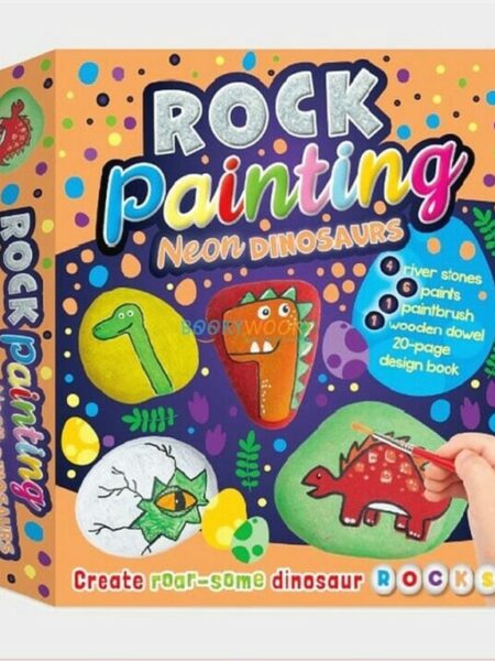 Rock Painting: Neon Dinosaur