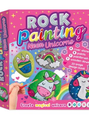 Rock Painting: Neon Unicorn