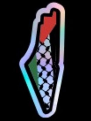 Palestine Map Color Flag- Holographic Laptop Sticker (1599)