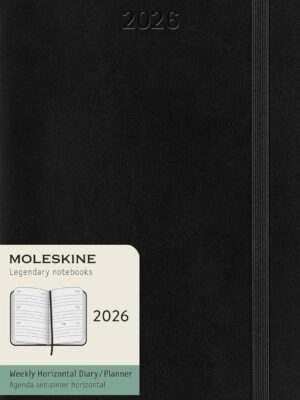 Large Black Soft 12M Weekly Horizontal Planner
