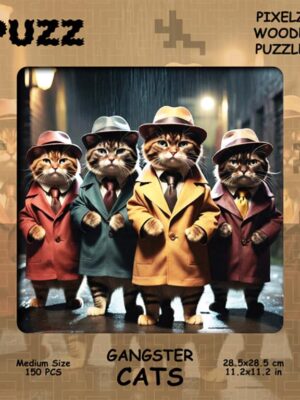 Gangster Cats, M-size, 150pcs Pixelzz wooden puzzle