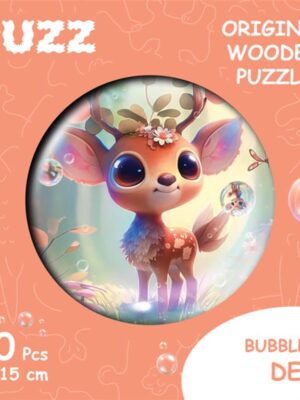 Bubblezz Deer, S-size, 20pcs Circular wooden puzzle
