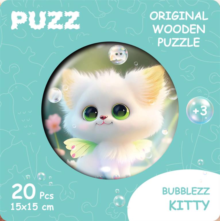 Bubblezz Kitty, S-size, 20pcs Circular wooden puzzle