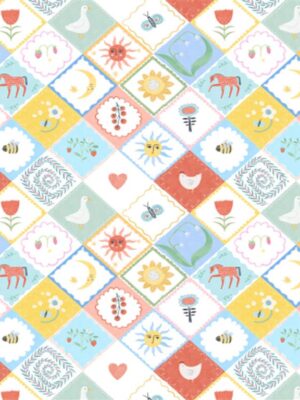 Sun and Flowers Square Wrapping Paper 50x70 cm