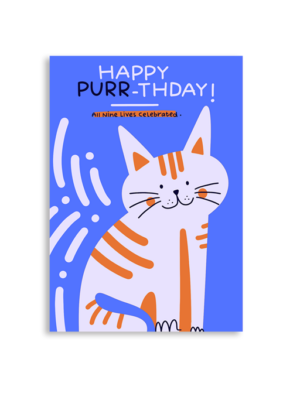Happy Purrrrthday A6 Greeting Card 14.8 x 10.5cm