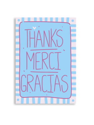 Thanks Merci Gracias A6 Greeting Card 14.8 x 10.5cm