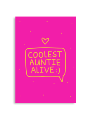 Coolest Auntie Alive A6 Greeting Card 14.8 x 10.5cm