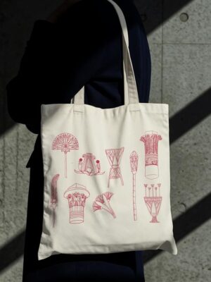 Pink Lotus Pattern Tote Bag