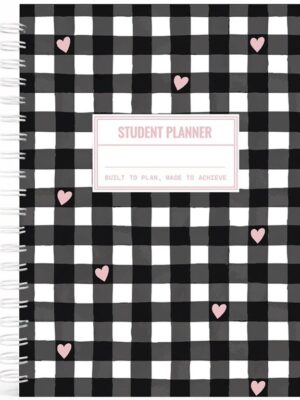 Black with Hearts Undated Student Planner Hardcover
